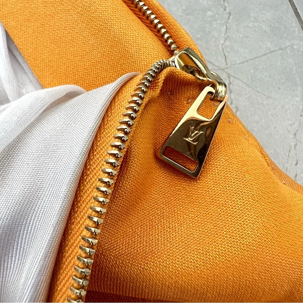 LOUIS VUITTON Mustard Shiny Cotton Blend A Line Mini Luxury Designer Skirt Sz 40